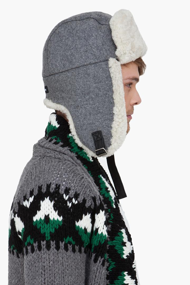 Canada Goose Grey Shearling Aviator Hat