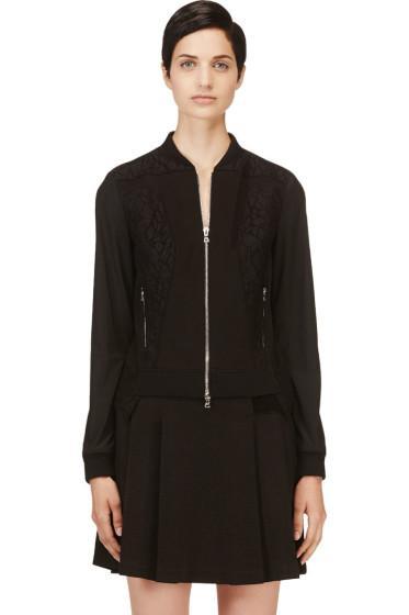 Nina Ricci Black Lace Panelled Bomber Jacket