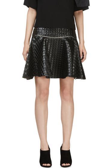 Jay Ahr Black Embossed Leather Circle Skirt