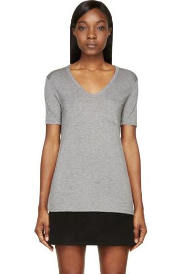 T By Alexander Wang Grey Classic Pocket T-shirt