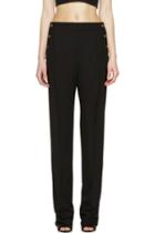 Anthony Vaccarello Black Buttoned Wide-leg Trousers