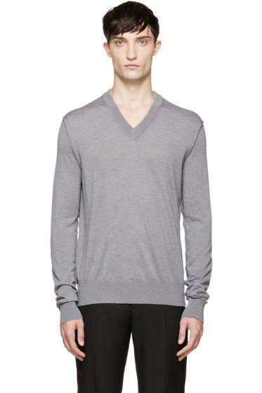 Dolce And Gabbana Grey V-neck Sweater