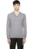 Dolce And Gabbana Grey V-neck Sweater