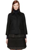 Jil Sander Navy Black Double Layer Wool Jacket