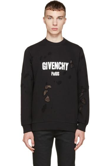 Givenchy Black Distressed Logo Sweatshirt