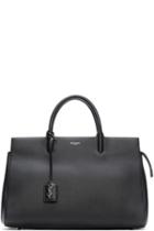 Saint Laurent Black Leather Medium Cabas Rive Gauche Tote