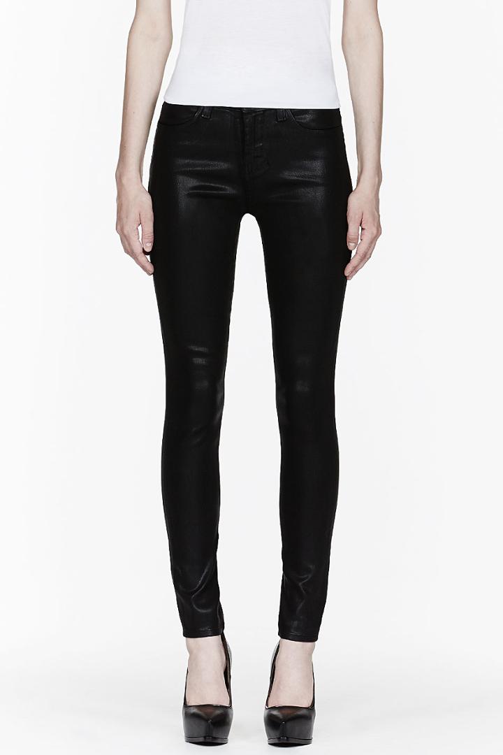 J Brand Black Coated High-rise Skinny Jeans