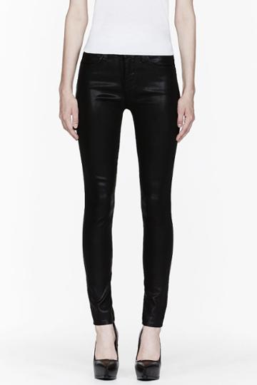 J Brand Black Coated High-rise Skinny Jeans
