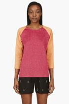 Roseanna Fuchsia And Orange Colorblocked Sparkle Top