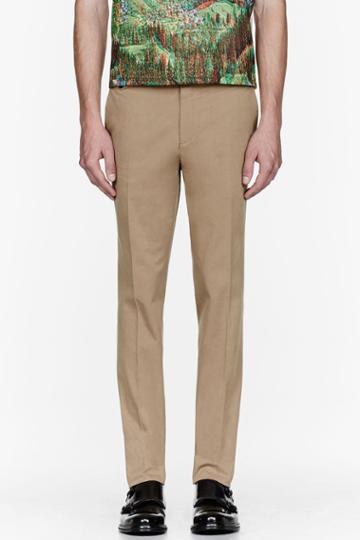 Carven Khaki Slim Pleated Trousers