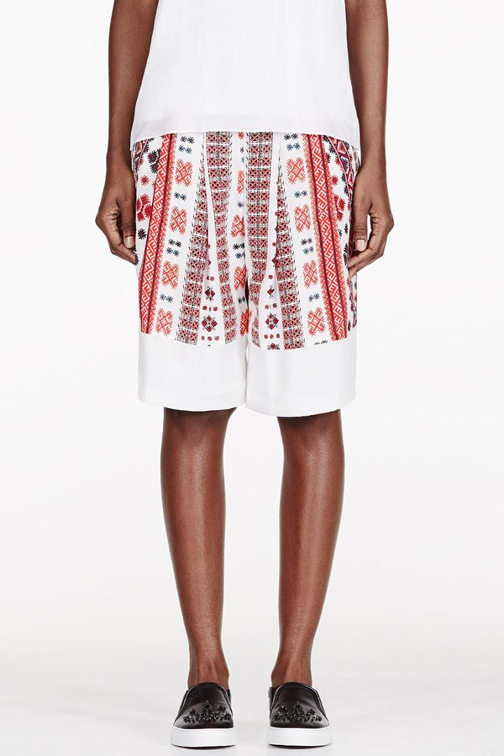 Altuzarra Red Crepe De Chine Romanian Poet Printed Shorts