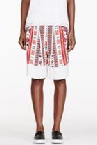Altuzarra Red Crepe De Chine Romanian Poet Printed Shorts