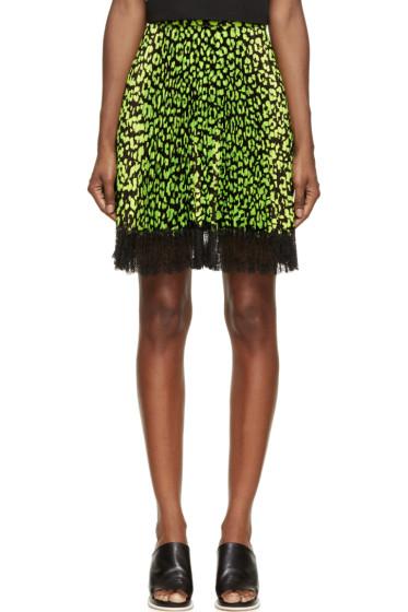 Christopher Kane Green And Black Animal Spot Skirt