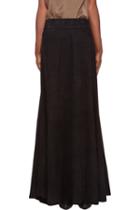 Balmain Black Suede Maxi Skirt