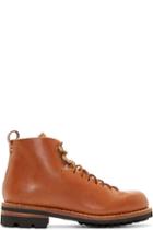 Feit Brown Leather And Wool Hiker Boots