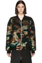 Ashish Green And Black Sequined Camo Bomber Jacket