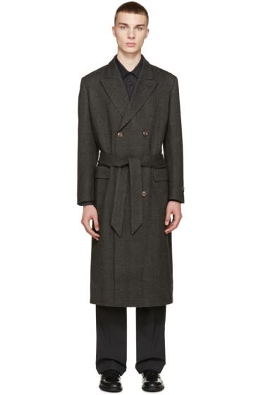 Marc Jacobs Black And Grey Herringbone Coat