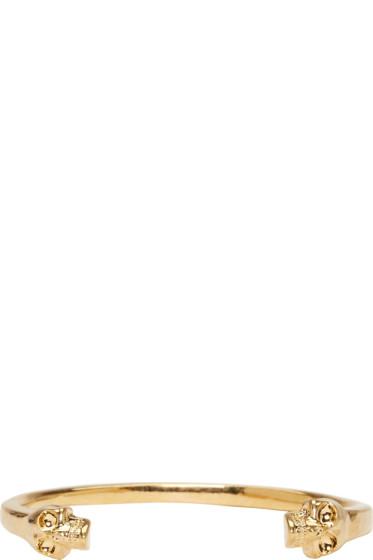 Alexander Mcqueen Gold Twin Skull Bracelet