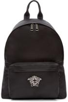 Versace Black And Gunmetal Nylon Medusa Backpack