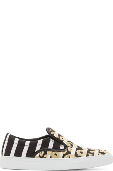 Mother Of Pearl Black And White Leopard Achilles Sneakers