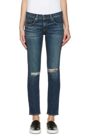 Rag And Bone Blue Ripped Tomboy Jeans