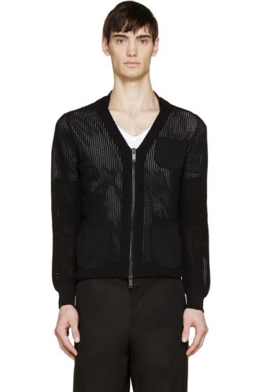 Alexander Mcqueen Black Knit V-neck Zip Cardigan