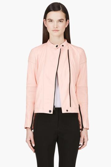 Marc By Marc Jacobs Coral Pink Leather Karlie Bomber Jacket