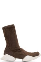 Rick Owens Grey Suede Adidas By Rick Owens High-top Sneakers