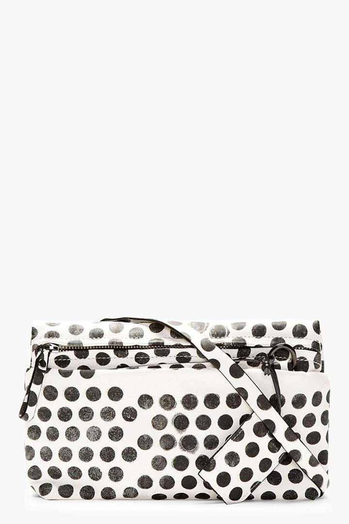 Marsll Black And White Leather Faded Polka Dot Clutch