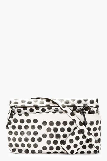 Marsll Black And White Leather Faded Polka Dot Clutch