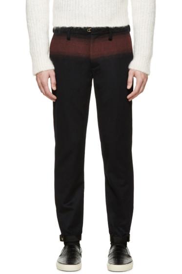Kolor Navy And Burgundy Cashmere Trousers