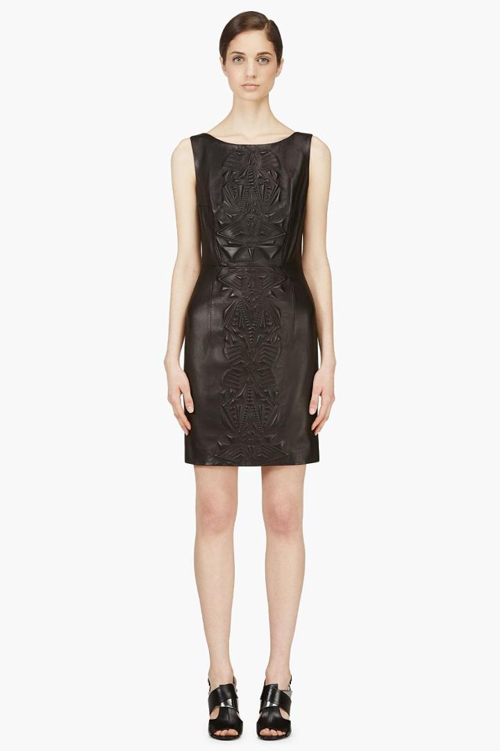 Iris Van Herpen Black Embossed Leather Dress