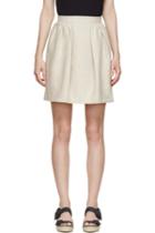 Carven Beige Linen Pleated Skirt