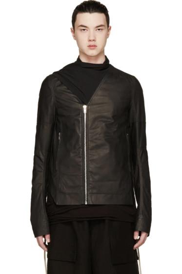 Rick Owens Black Sliced Biker Jacket