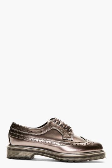 Dr. Martens Pewter Patent Leather 3989 Longwing Brogues