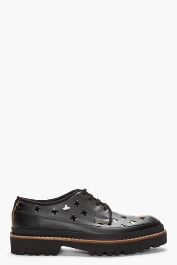 Marni Black Leather Patent Cut-out Derbys