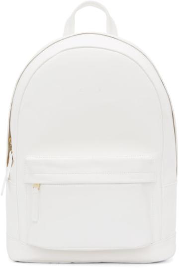 Pb 0110 Matte White Small Leather Backpack