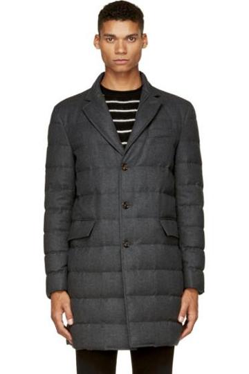 Moncler Grey Quilted Wool Mael Coat