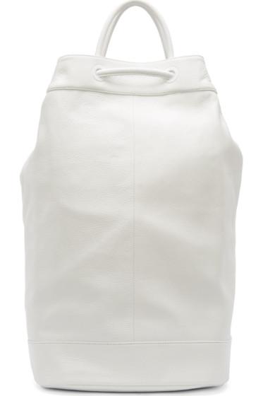 Juun.j White Leather Drawstring Backpack