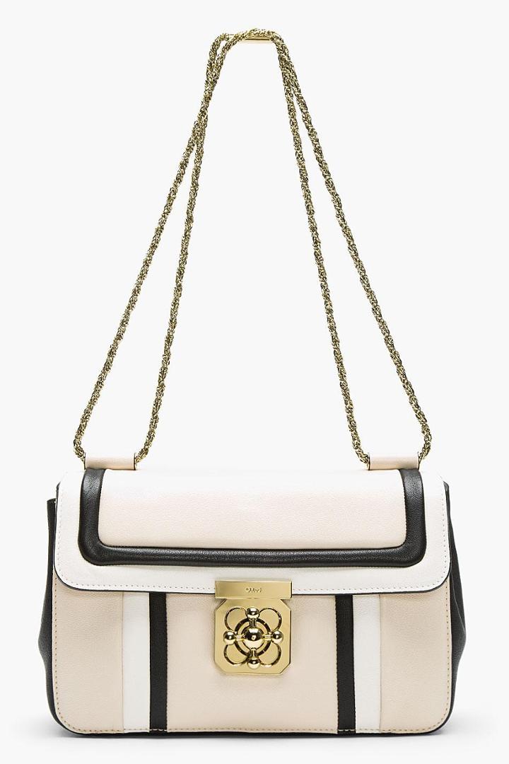 Chloe White Tricolor Leather Elsie Shoulder Bag
