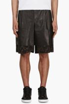 Yang Li Black Leather And Tapestry Layered Shorts