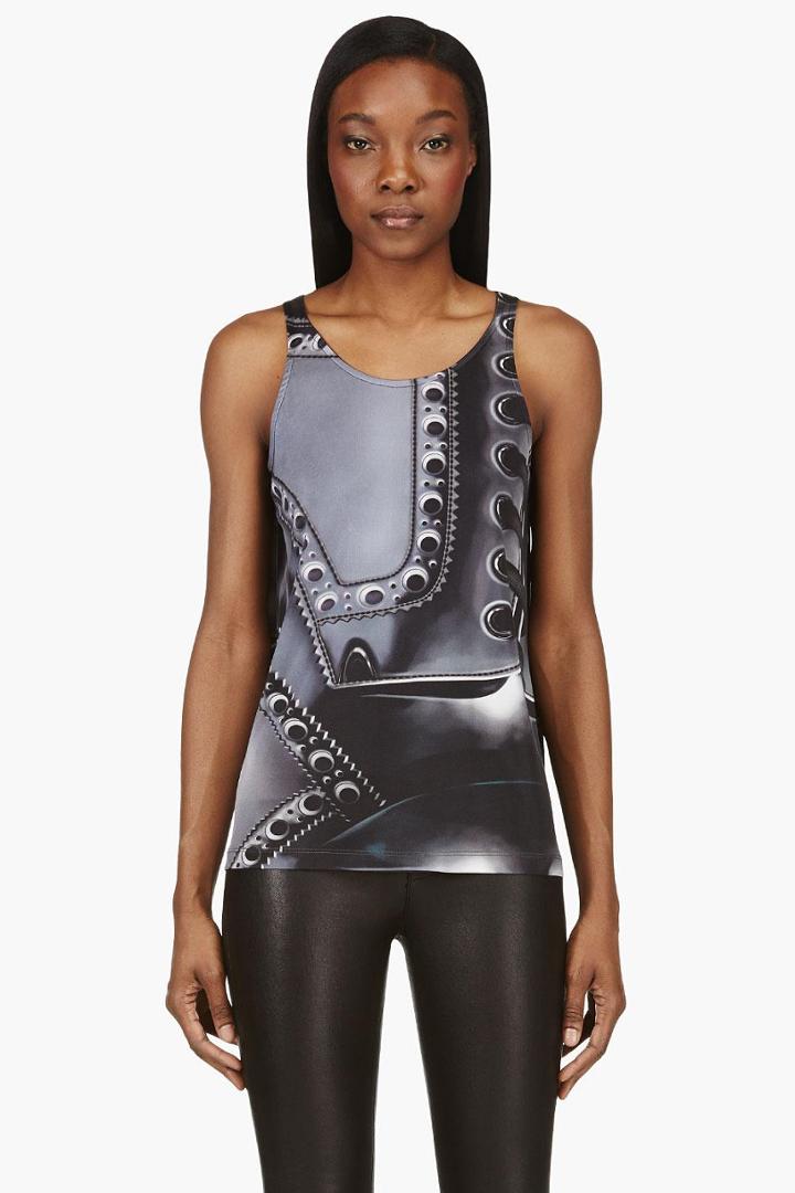 Mary Katrantzou Grey Silk Minter Skilter Taylor Top