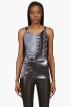 Mary Katrantzou Grey Silk Minter Skilter Taylor Top