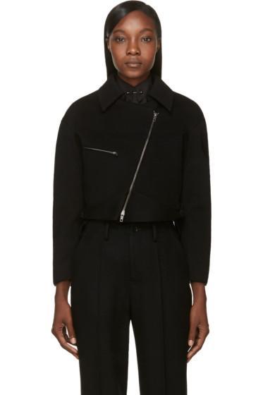 Maiyet Black Wool Cropped Bomber Jacket