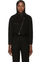Maiyet Black Wool Cropped Bomber Jacket