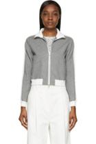 3.1 Phillip Lim Grey And White French Terry Trapunto Sweater