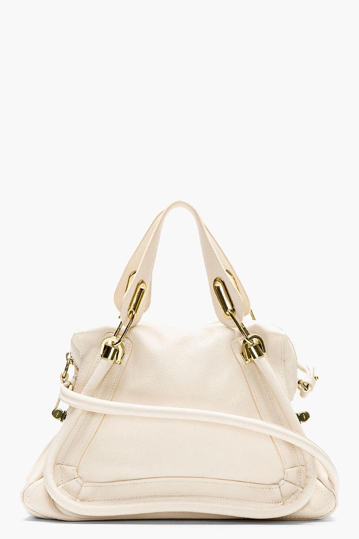 Chloe Light Beige Grained Leather Medium Paraty Shoulder Bag
