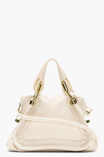 Chloe Light Beige Grained Leather Medium Paraty Shoulder Bag