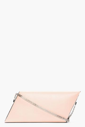 Saint Laurent Pale Pink Leather Diagonal Box Clutch