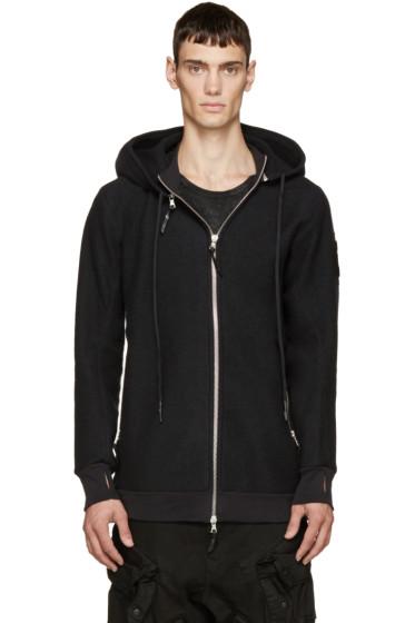 11 By Boris Bidjan Saberi Black Felted Wool Hoodie